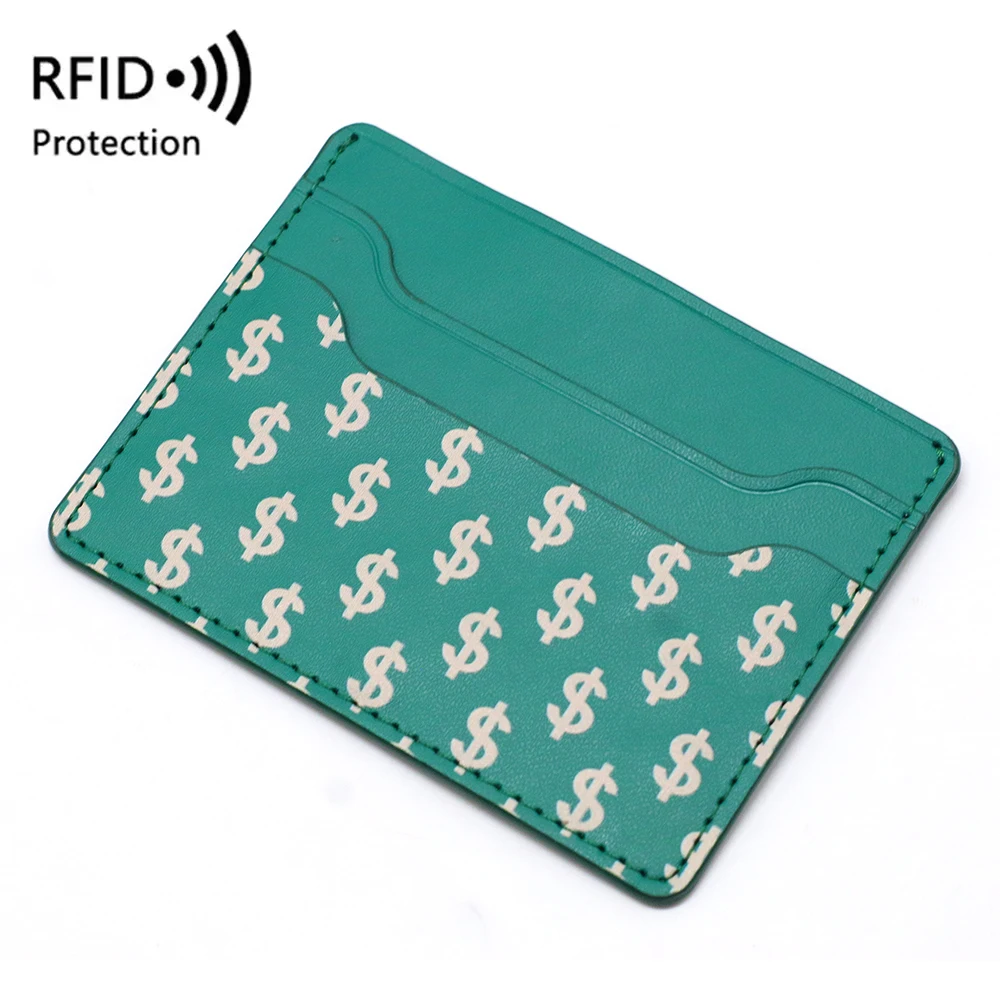 Customized Man Women Leather Purse Minimalist pu Leather Wallet Slim RFID Blocking Cardholder Fashionable ID credit card holder