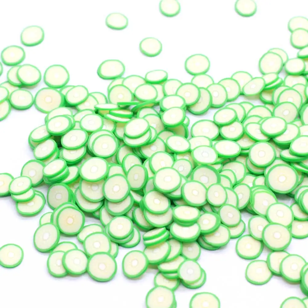 Cute Design Mini Green Round Slices 500g/Lot Cucumber Vegetable Style Simulation Food Clay Crafts DIY Sticker Charms