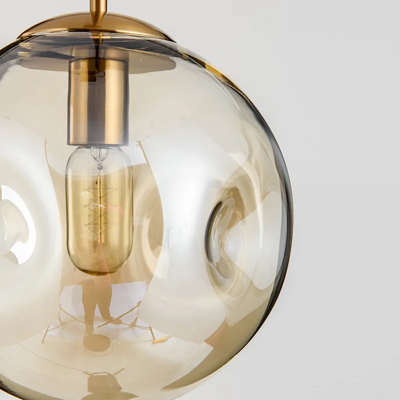 Minimalist Blown Glass Shade hanging lamp bedside nordic hotel bedroom bedside modern glass globe light lockers pendant light