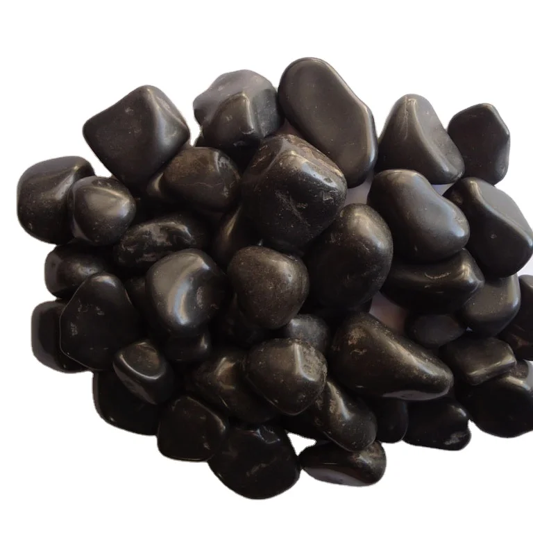 25 kg Bag Packing Best Machine Polish Jet Black Pebbles Stone for Decoration and Landscaping Used