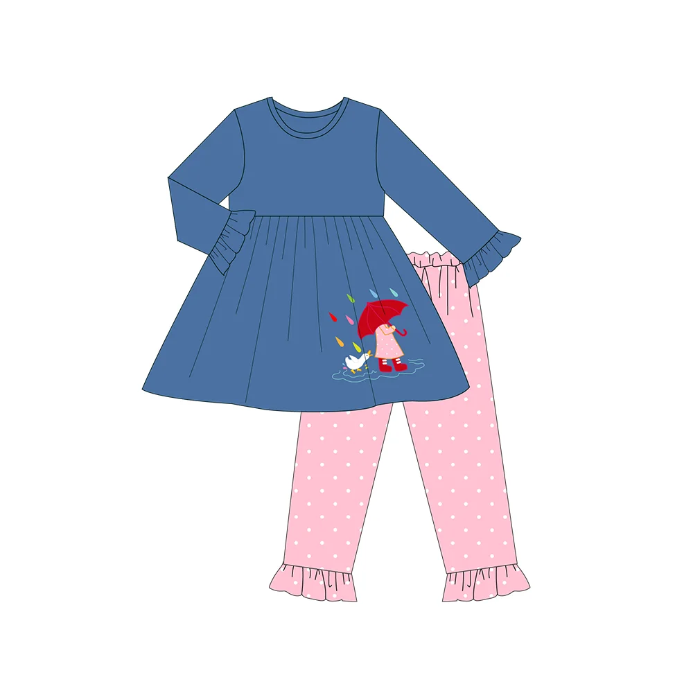 kids clothes wholesale cow embroidery little girls boutique remake clothing sets