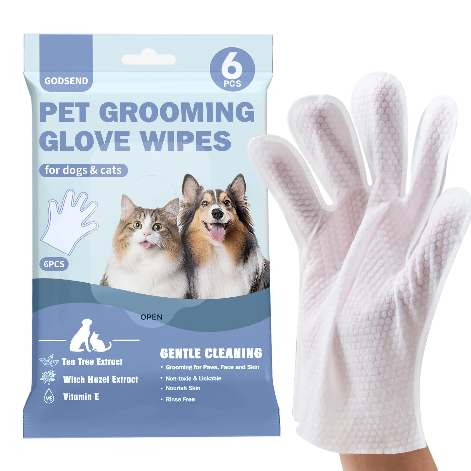 Godsend Customized Pet Grooming Gloves Bathing Wipes Cat And Dog Bathing Gloves For Cat And Dog Pet Bathing Products