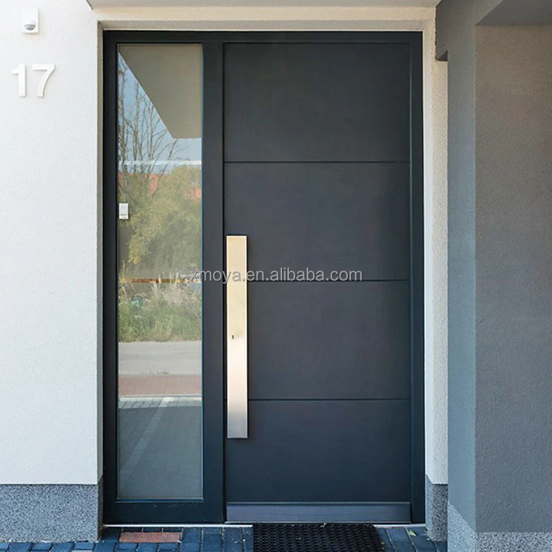 Modern Design White Exterior Security Metal Doors Exterior Steel Prehung Exterior Bulletproof Front Doors With Glass Side Window