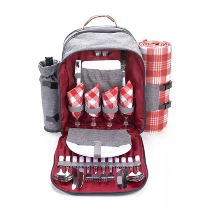 BSCI Camping Outdoor Lunch Bag Kids PEVA picnic basket Thermos Picnic Backpack bag With Cooler Compartment