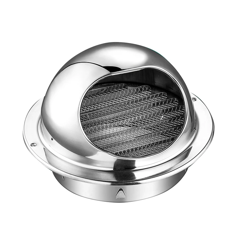 4 Inch Stainless Steel half 201 Exhaust Vent Waterproof Gas Seal Protective Automatic Supply Cowl Round Cap Kitchen Wall Vent