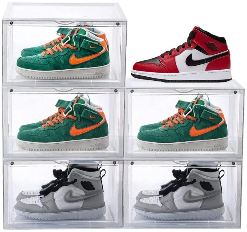 Iangel wholesale transparent stacked plastic acrylic storage and storage luxury shoe box