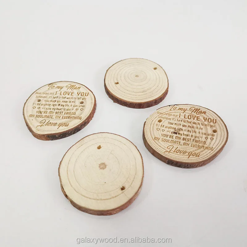 wholesale engraved logo  Craft Natural  thin Wood Slices for Christmas Wedding Ornament
