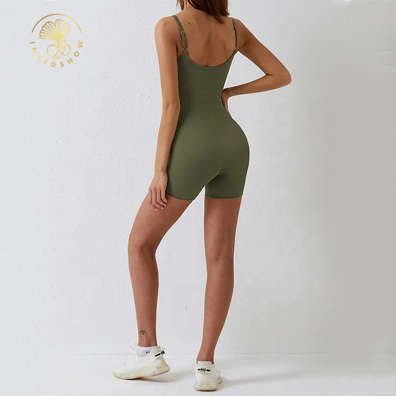 Wholesale Womens One Piece Gym Wear Playsuits Rompers Custom Workout Spandex Bodysuits Shapewear For Women Sexy Fitness Jumpsuit