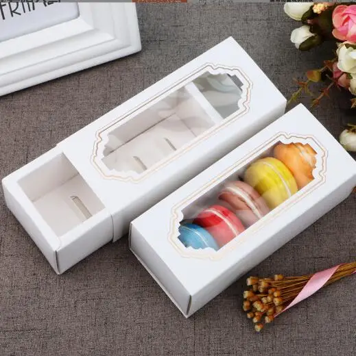 Macaron Boxes with Clear Window for 10 White Macaron Cookie Gift Box DIY Baking Truffles Desserts Mini  Treat Delivery Box