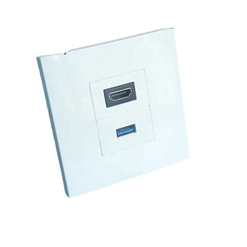 86*86 UK STYLE FACE PLATE Smart home Audio screwless screw less wallplate type USB 3.0 HDMI Wall Plate