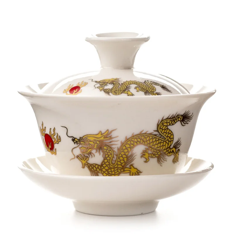 Керамическая керамика Gaiwan в китайском стиле с различными узорами набор из 6 чашек 110-120 мл