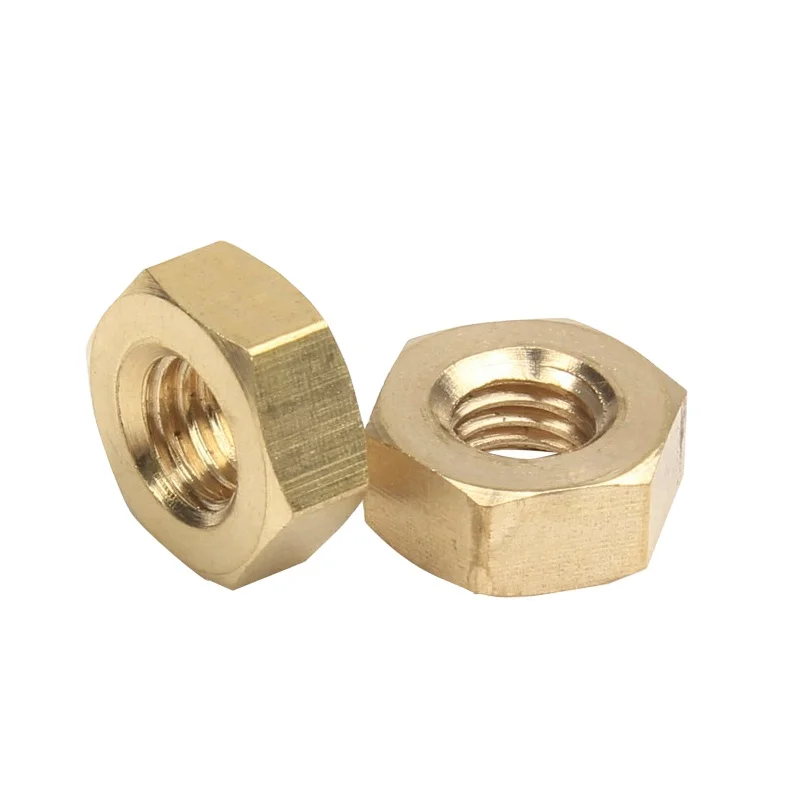 DIN934 Solid Brass Copper Hex Hexagon Nut for M1 M1.2 M1.4 M1.6 M2 M2.5 M3 M4 M5 M6 M8 M10 M12 Screw Bolt Metric Thread