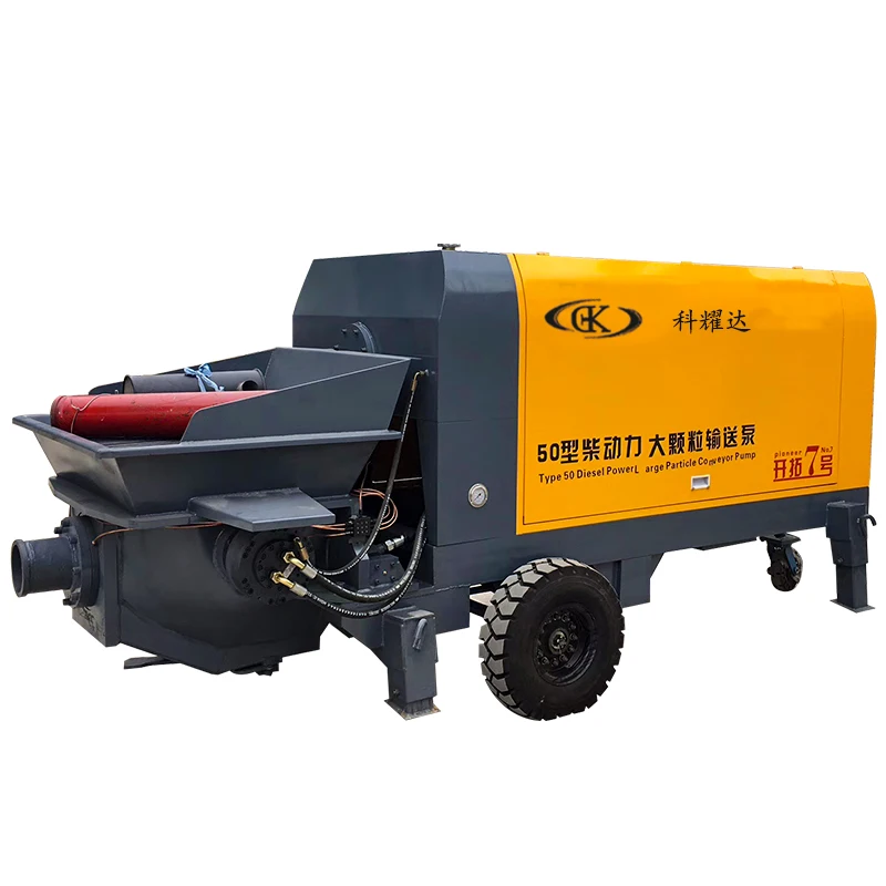 2021 Conveying 1-3cm stones  vertical conveying 80 meters Diesel concrete pump