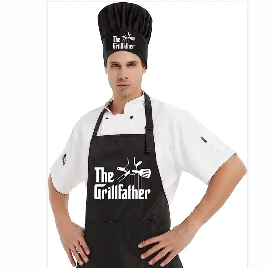 Шапка шеф-повара + фартук набор Забавный кулинарный подарок для мужчин и женщин папа мама мужа бойфренда регулируемый размер