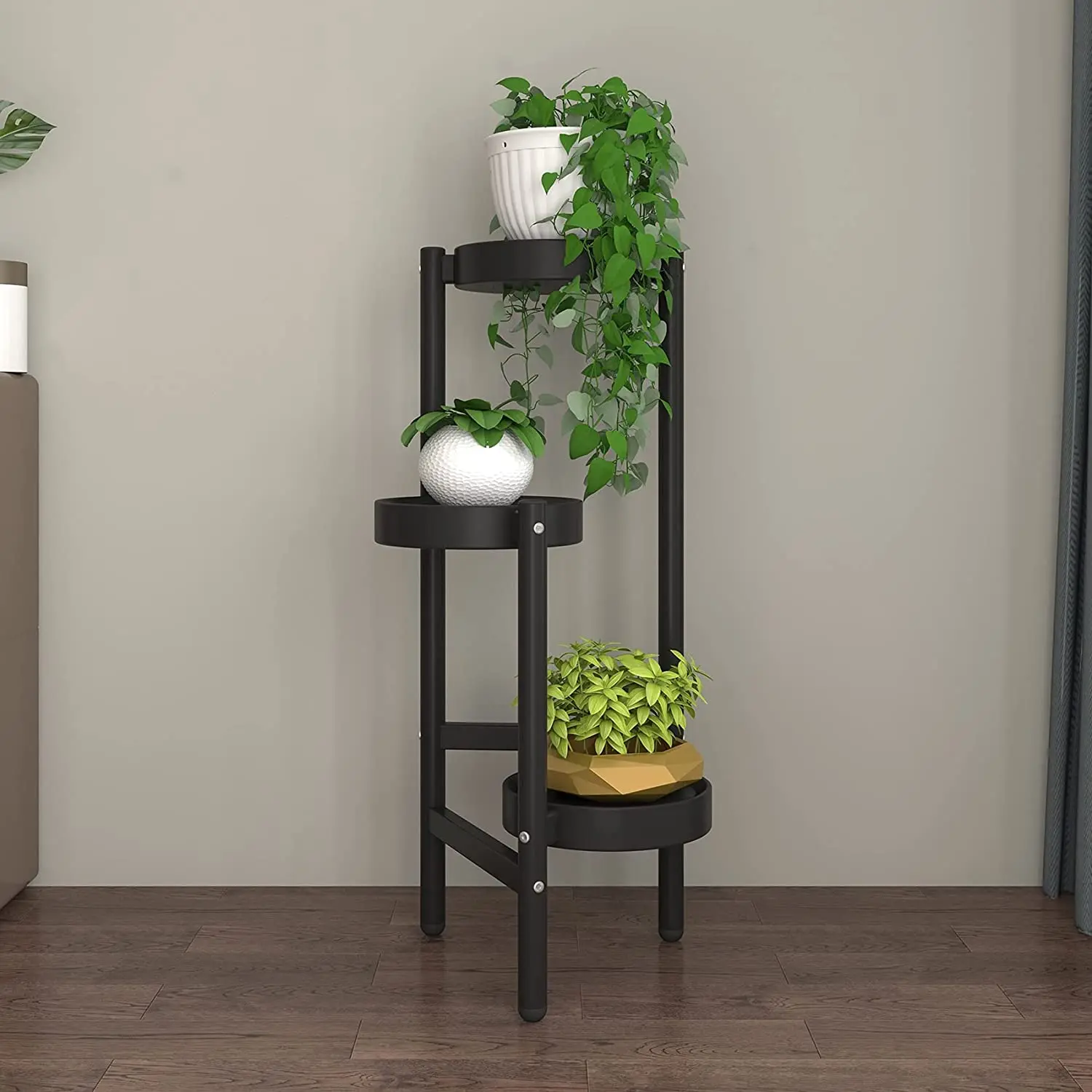 3 Tier Plant Stand Plastic Base Multiple Flower Pot Holder Shelves Planter Rack Storage Organizer