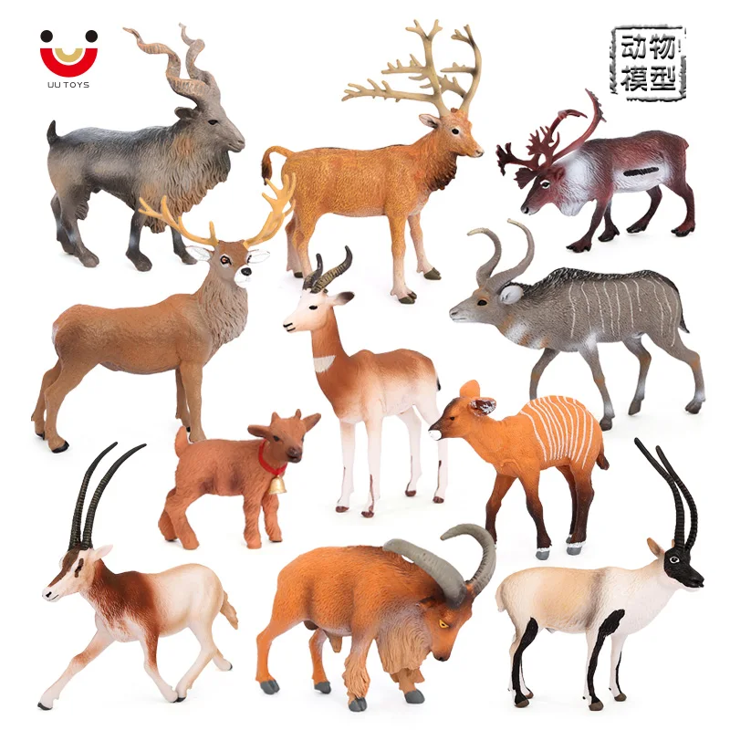 Wholesale Solid PVC Simulation Statue Model Deer Antelope  Animal Figurines Toys