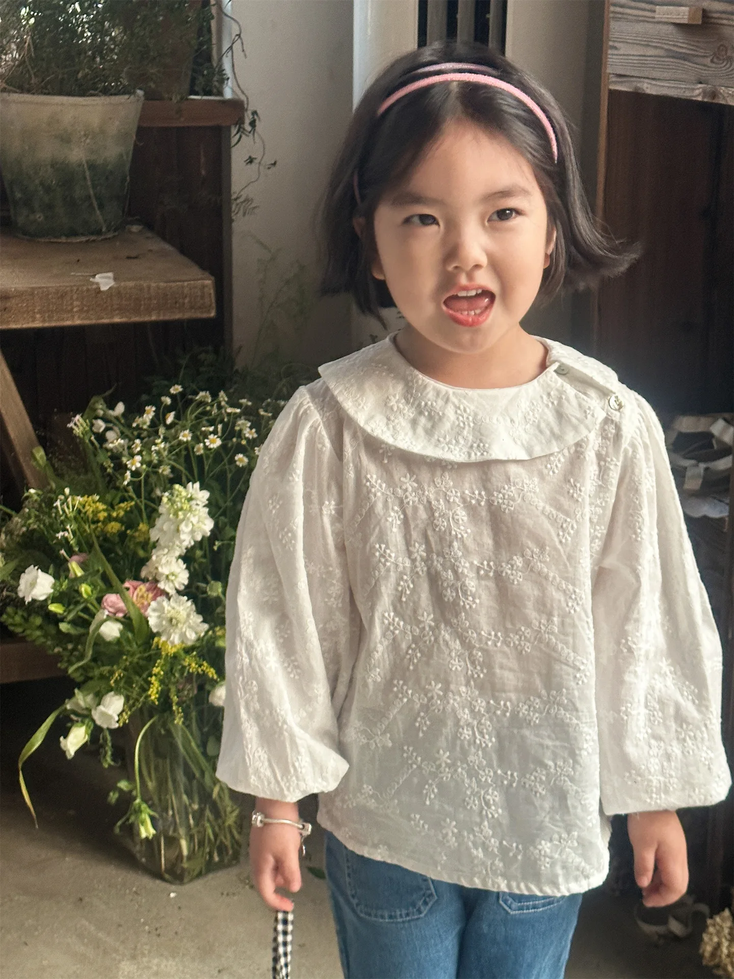 Wholesale 2024 spring kids girls pink blouse top