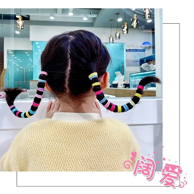 50Pcs Baby Elastics Hair Ties Candy Color Seamless Girls Ponytail Rubber Bands For Toddlers Girls