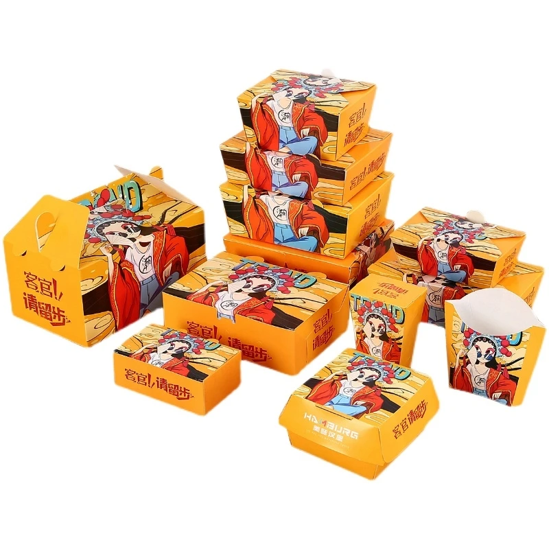 Customized Size Disposable Take Away Fried Chicken Cardboard Containers Food Packaging Paper Box