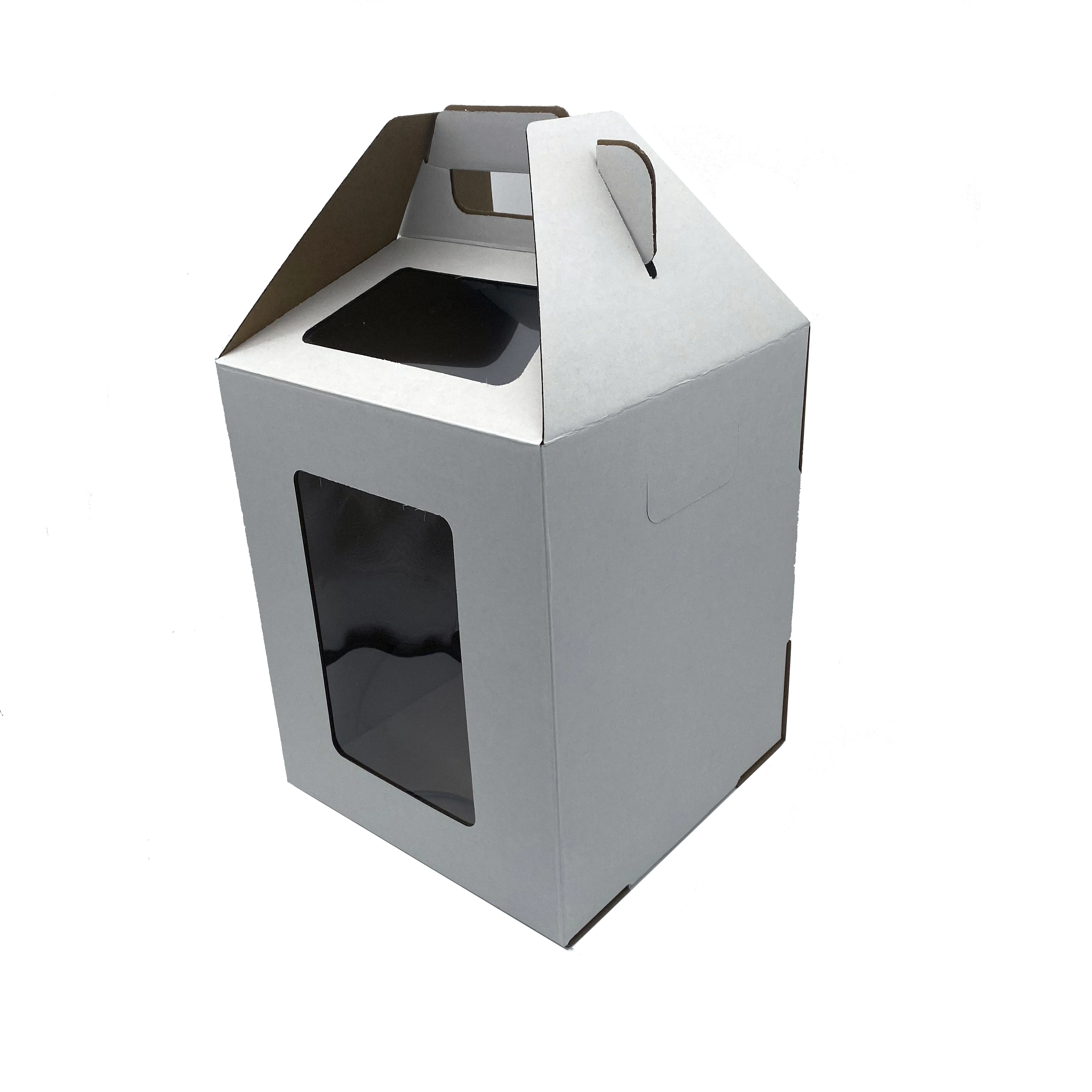 Оптовая продажа, высокое качество, гофрированная бумага, Свадебная коробка, упаковка, высокие коробки для тортов, ручки с прозрачным окном