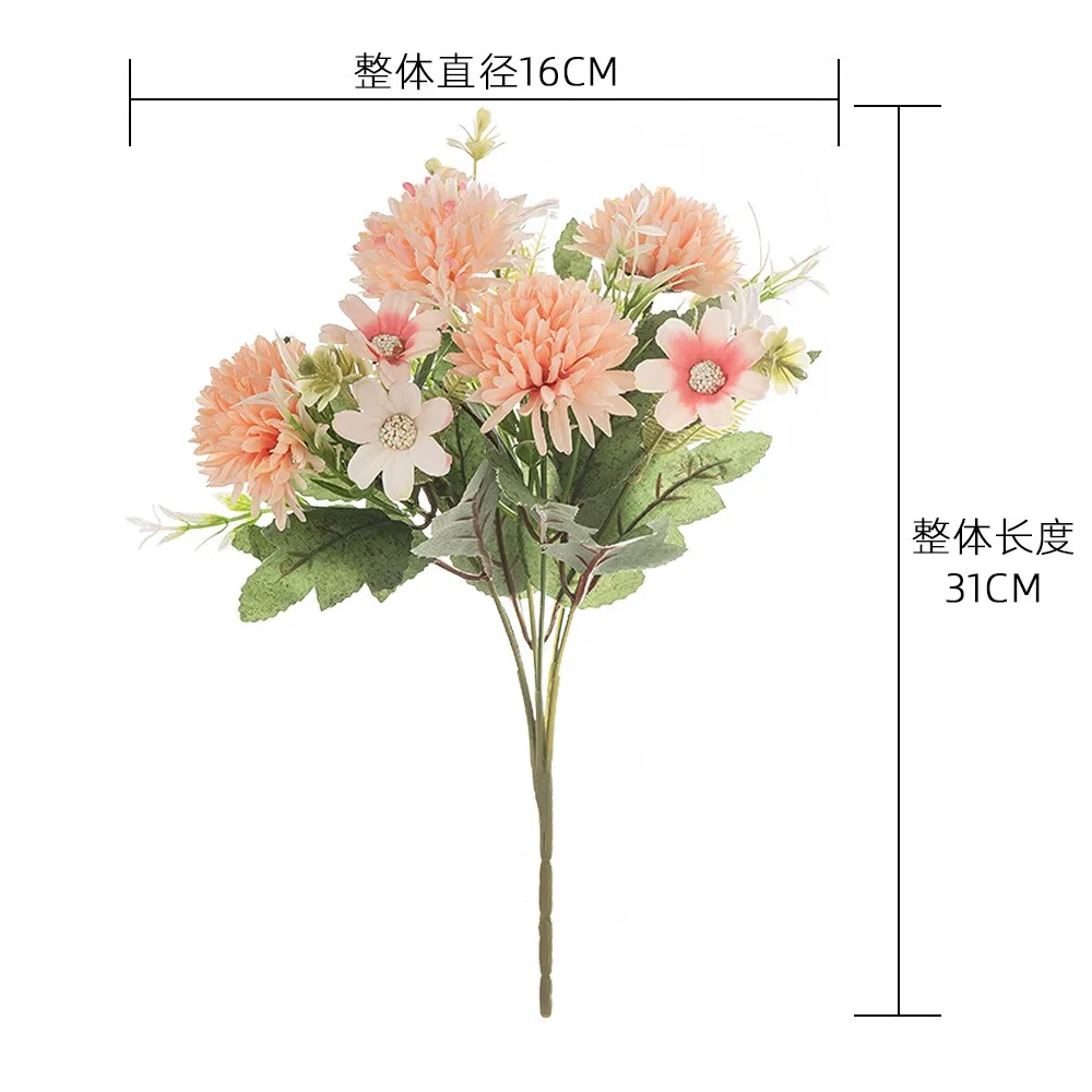 31cm Long Wedding Home Party Decorations 7-Image Oil Painting Sharp Ball Chrysanthemum INS Wind Artificial Flowers Cross-Border