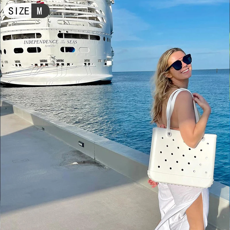 Hot Sale Fashion Portable Beach Bag Summer EVA Eco-Friendly Reusable Basket Tote Swimming Gym Bag Bogg Bag Beach Tote Sale