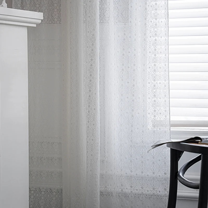 Nordic Style INS White Hollow Out Lace Curtain For  Wedding Home Balcony Livingroom