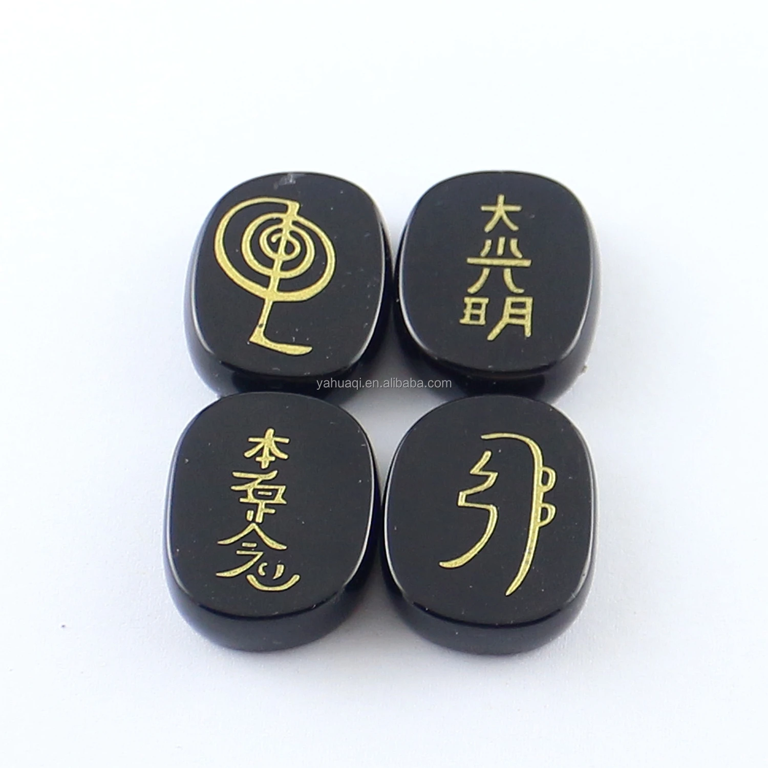 
Natural crystal Japanese aura symbols set of four Etched Cho Ku Rei Sei Hei Kei Reiki Divination energy Gemstone crafts 