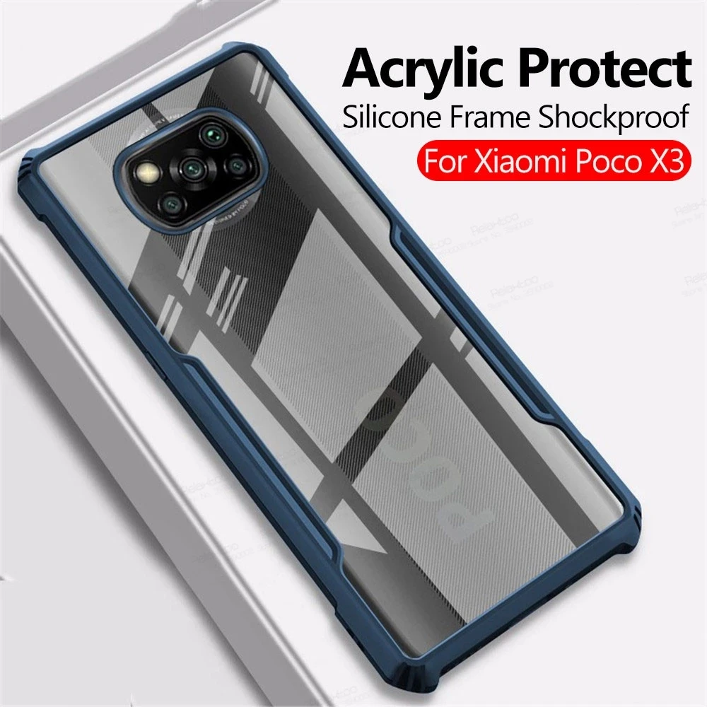 Shockproof Case For Xiaomi Poco X3 Pro M3 F3 PC Back Silicone Phone Cover For Xiaomi 11 Lite For Redmi Note 11 10 9 Transparent