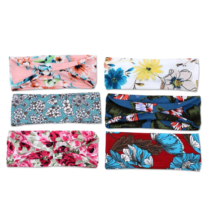 Wholesale Printed Head Wraps Gym Fitness Elastic Hair Band Hair Accessories Sports Hairband Fashion Custom Headband For Women
