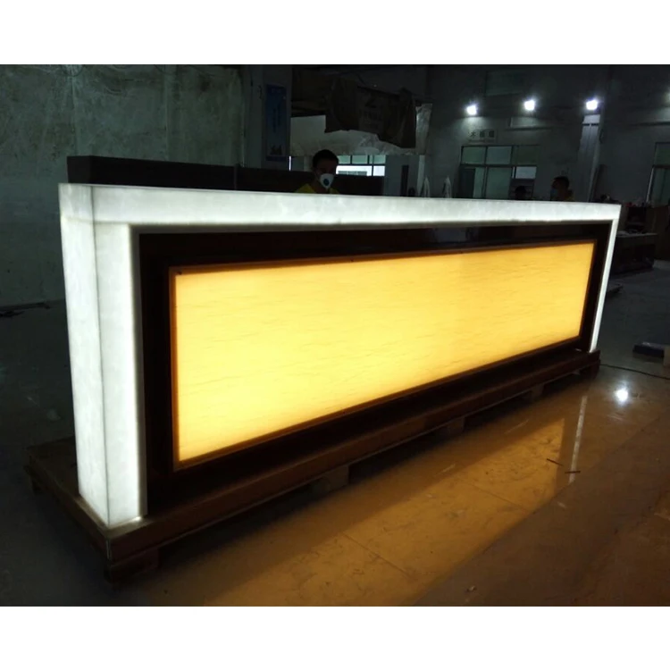 
Top quality CE customized bar table LED bar counter solid surface restaurant bar counter design 