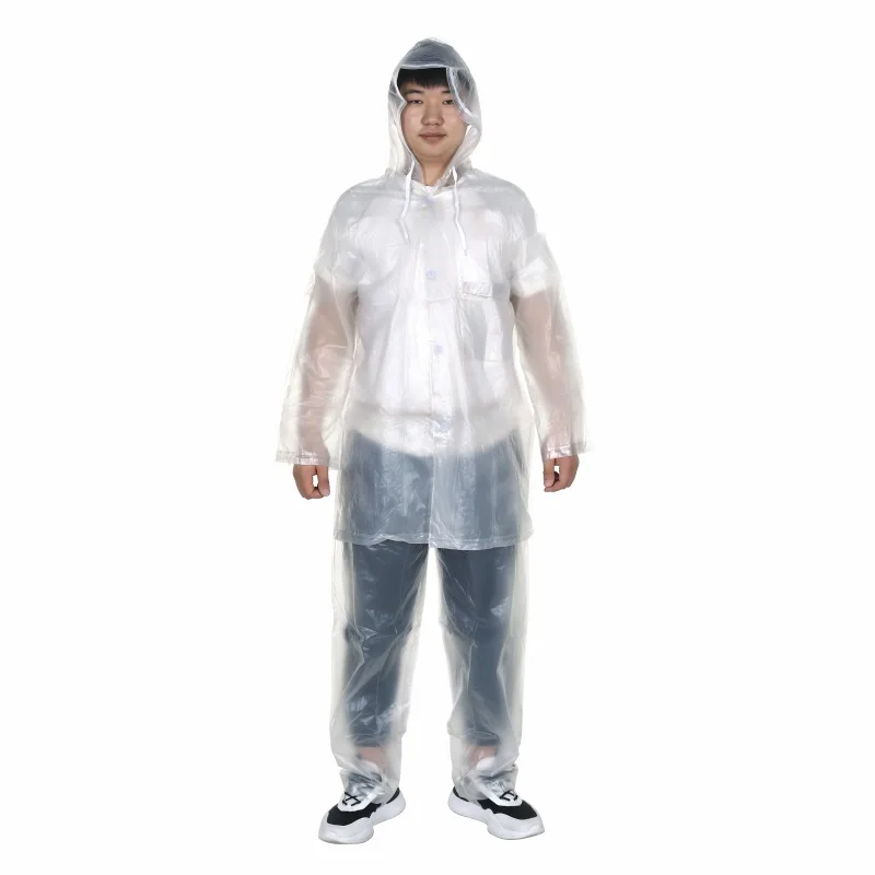 Transparent PE Portable Rain Suits Waterproof Motorcycle Raincoat Set Wholesale Raincoats