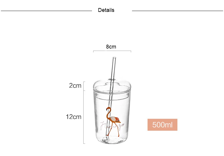 Customize OEM Logo Printing Borosilicate Glass Drinking Cups With Straw