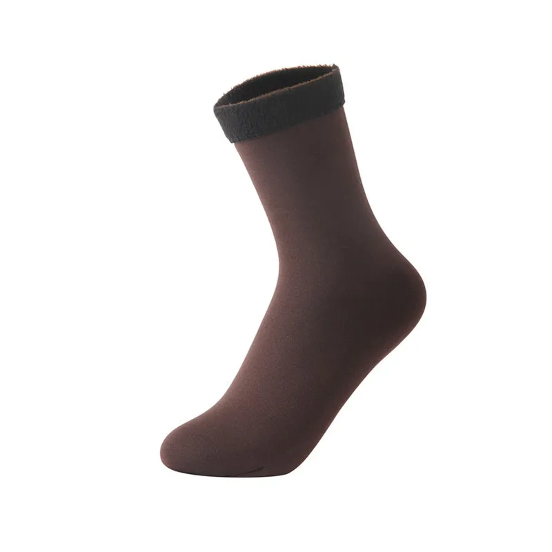 High quality winter warm heated plus velvet thick solid color floor tube snow socks for women