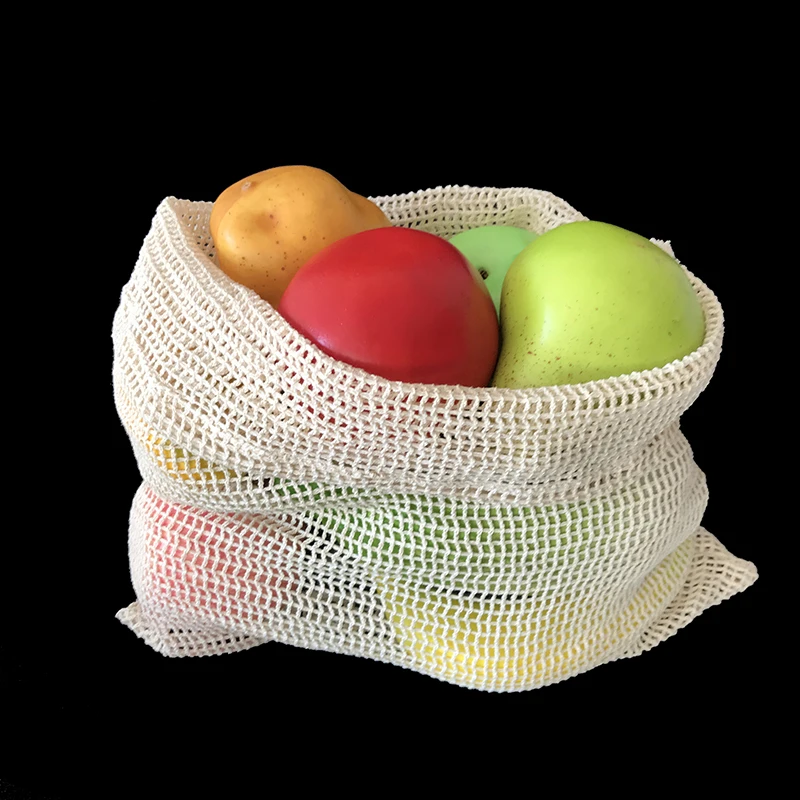 High Quality Cotton Mesh Pouches Drawstring With Label Bulk Cotton Net Bags