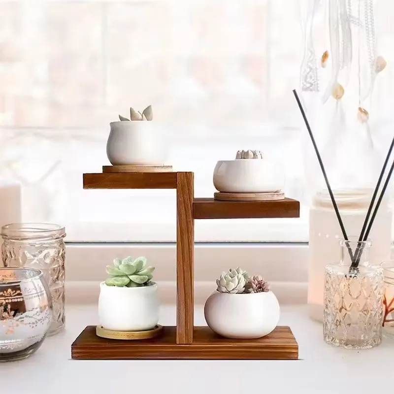 High quality living room solid wood multi-layer flower shelf creative pot plant storage shelf indoor balcony flower rack