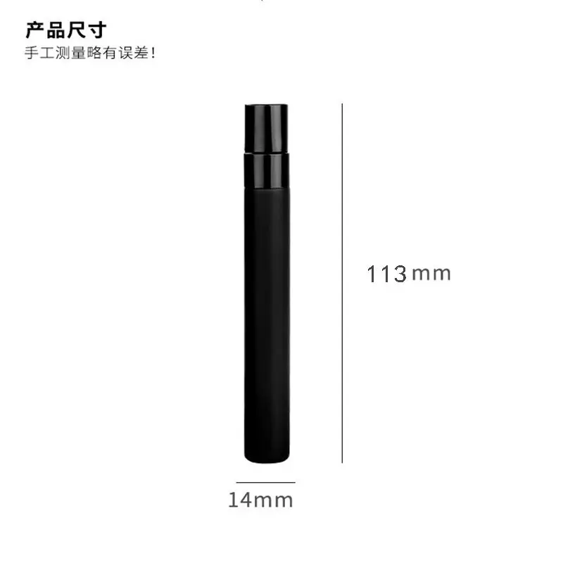 Wholesale 10ml Matte Black Perfume Glass Bottle Aluminium Spray Cap Atomizer Type Print Application 3ml Capacity Glass Vial Tube