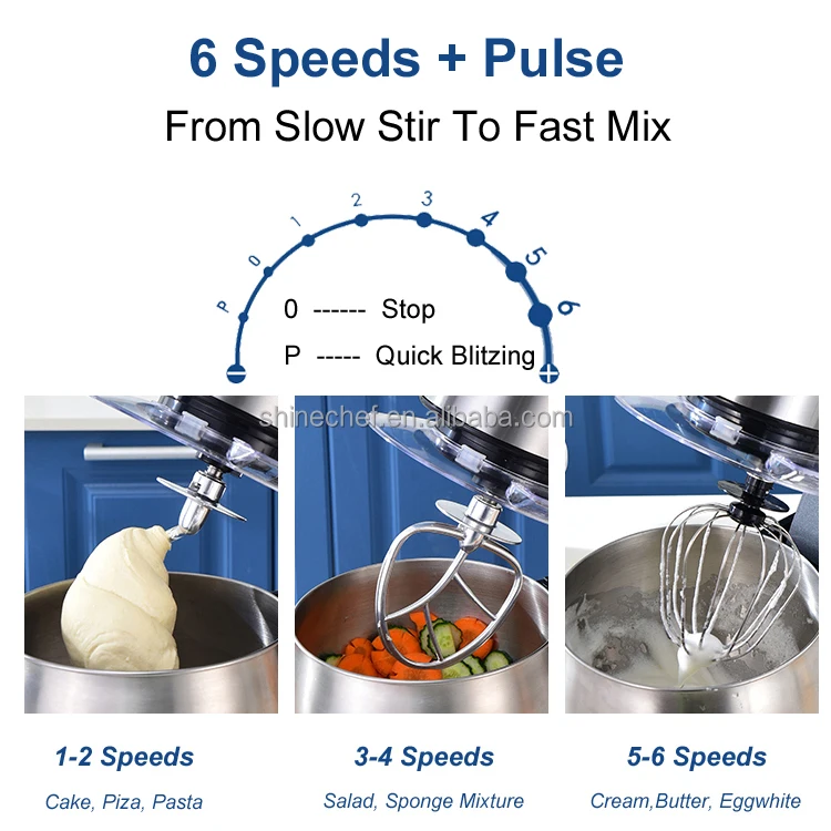 6.5L 7L 10L 12L Electric Kitchen Stand Mixer 1.5L Blender Meat Grinder Dough Mixer Multifunctional Stainless Steel Food Mixer