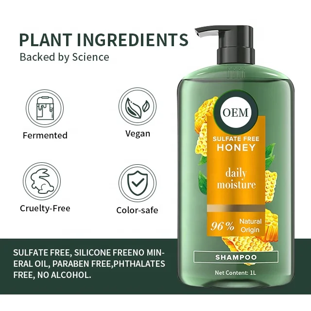 Salon Hair Products Honey Shampoo Daily Moisture Hair Natural Organic Formula Plant Extract 1L Honey Shampoo For Dry Hair