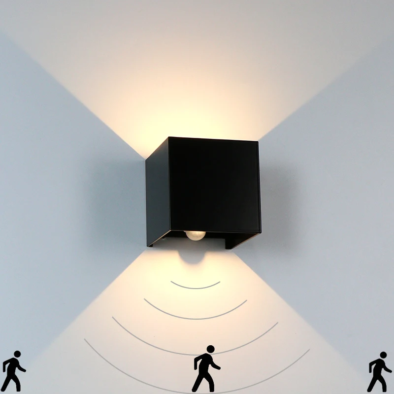 Good quality outdoor Motion sensor Black Cube waterproof wall lamp fixtures led wall lamp for garden home