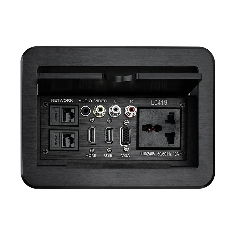 Commercial Electric Desk Pop Up socket Multi Media Sliding Cover Socket Alloy Aluminum Material Pop up Socket