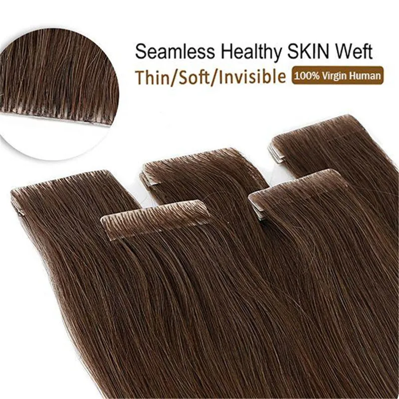 100% Cuticle Aligned piano 613/18 invisible seamless human hair weft tape in hair extensions