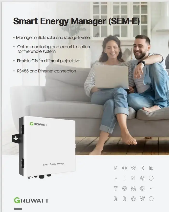 Growatt Smart Energy Manager(SEM-E) управляет несколькими инверторами солнечной энергии и хранения гибкие CT для различных размеров проекта