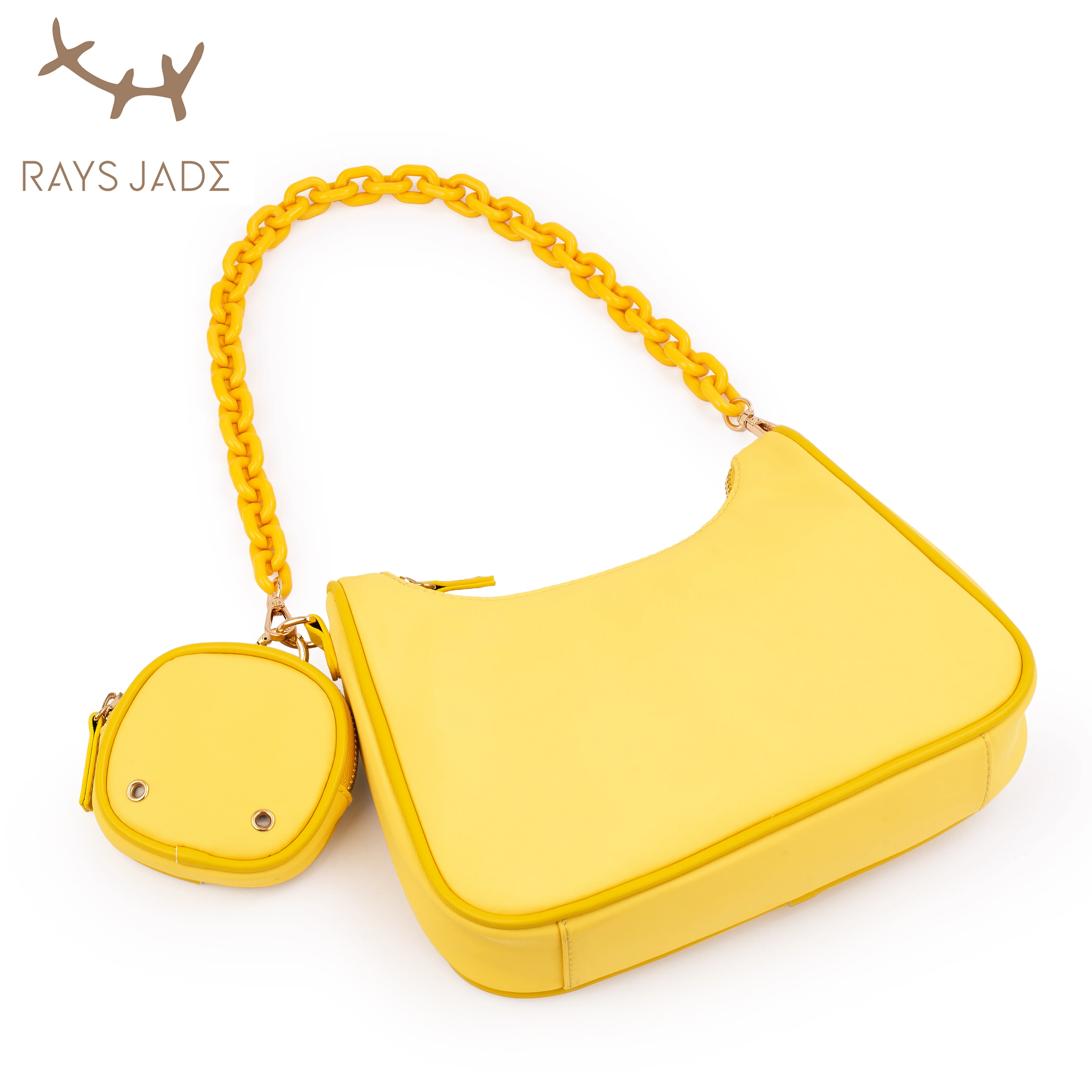 Wholesale custom high quality acrylic chain nylon hobo bag lady sling shoulder bags with Mini change coin purse