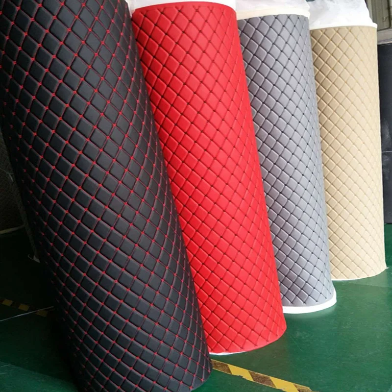 Quilting Automotive Cuero PVC Rexine Synthetic Leather Faux Car Upholstery Leather Fabric for Car Seats