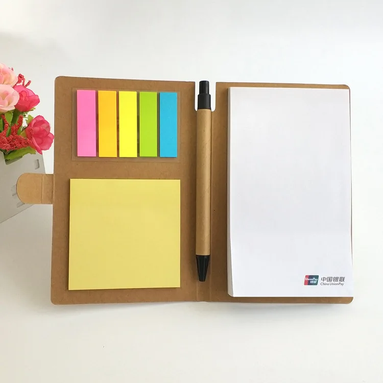 Cute Style School Stationery Supplies Kraft Paper Cover Notepad Combination Magnetic Sticky Notes Index Paper Stickers Memo Pad