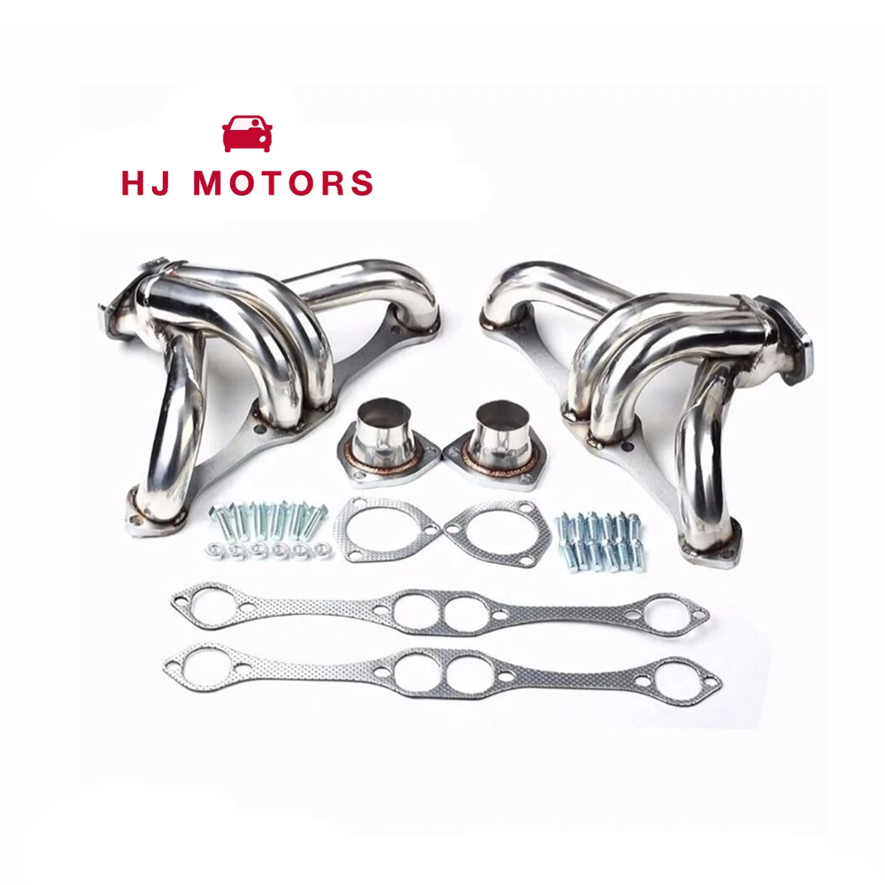 Hugger Shorty Stainless Steel Downpipe Header Small Block For Chevy V8 262/283/302/305/307/327/350/400 Exhaust Manifold Headers