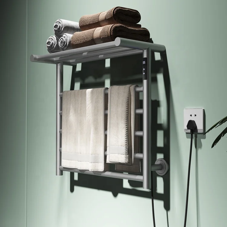Bathroom Black Wall Mounted Electric Radiator Dryer Heated Towel Warmer Rack heated towel warmer towel rail