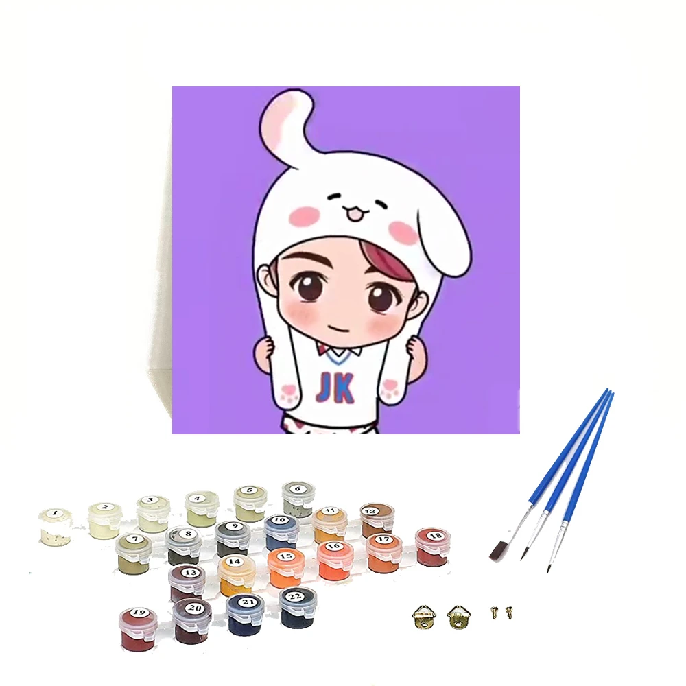 Orfon Q431 горячая Распродажа популярный kpop idol BTS мультфильм для ролевой живописи по номерам Набор сделай сам картина маслом подарка