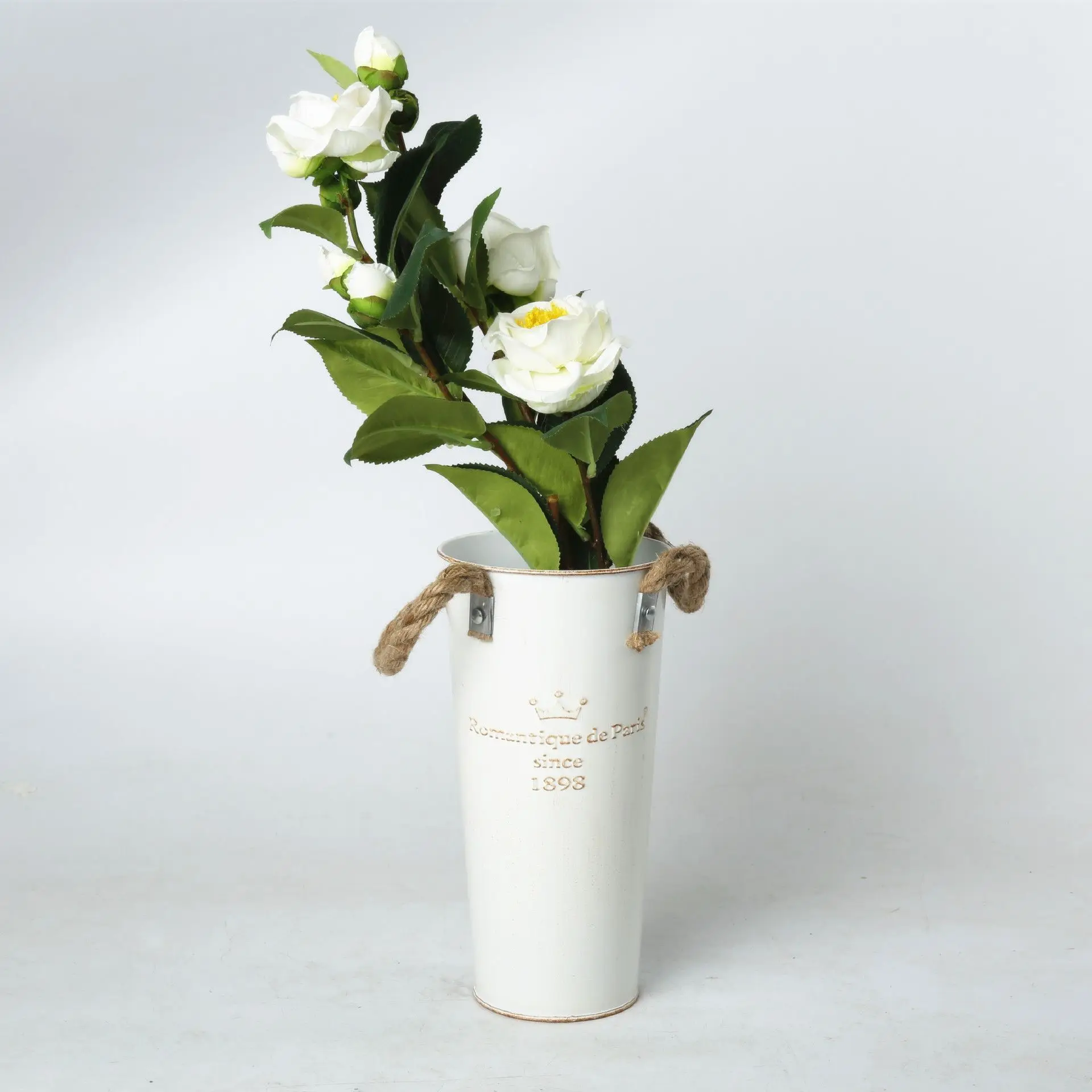 Living Room Furnishings Flower Arrangement Metal Vase Decorative Ornaments Iron Flower Bucket